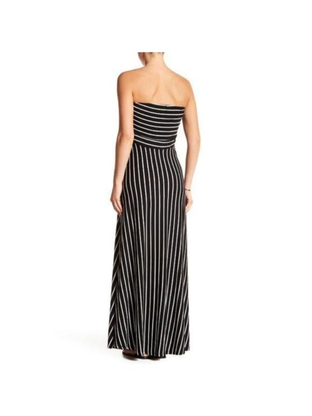 West Kei Black & White Striped Strapless Bandeau Maxi Dress - Picture 2 of 4